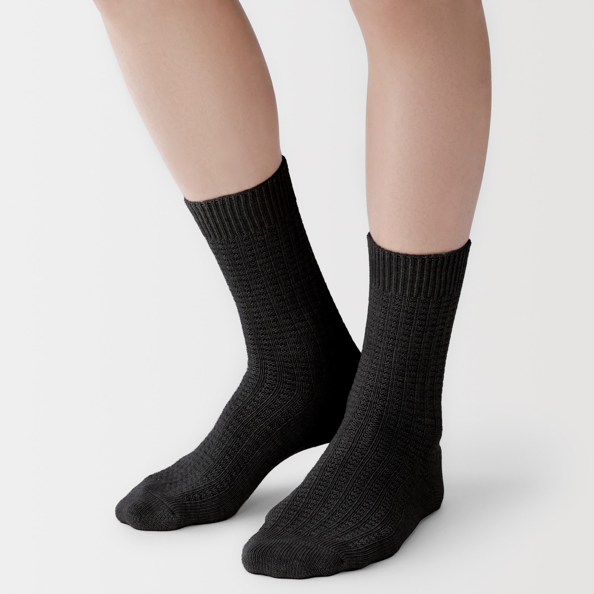 紳士　足なり直角　ワッフル編み　靴下