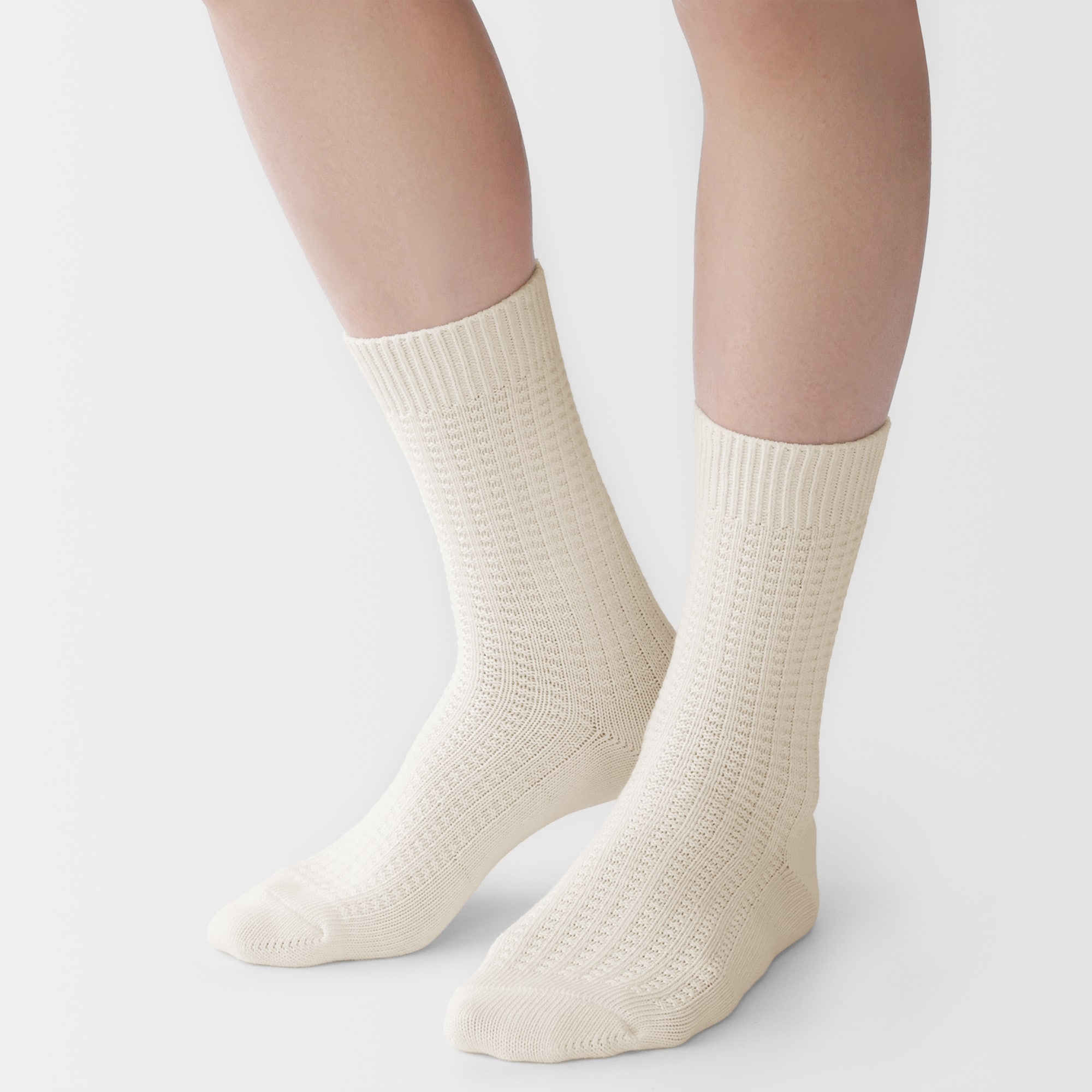 紳士　足なり直角　ワッフル編み　靴下