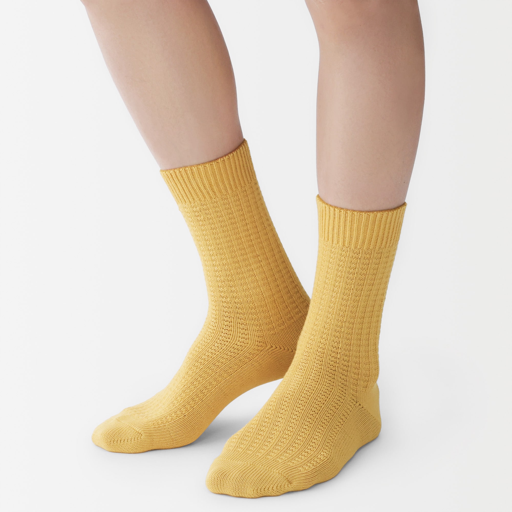 紳士　足なり直角　ワッフル編み　靴下