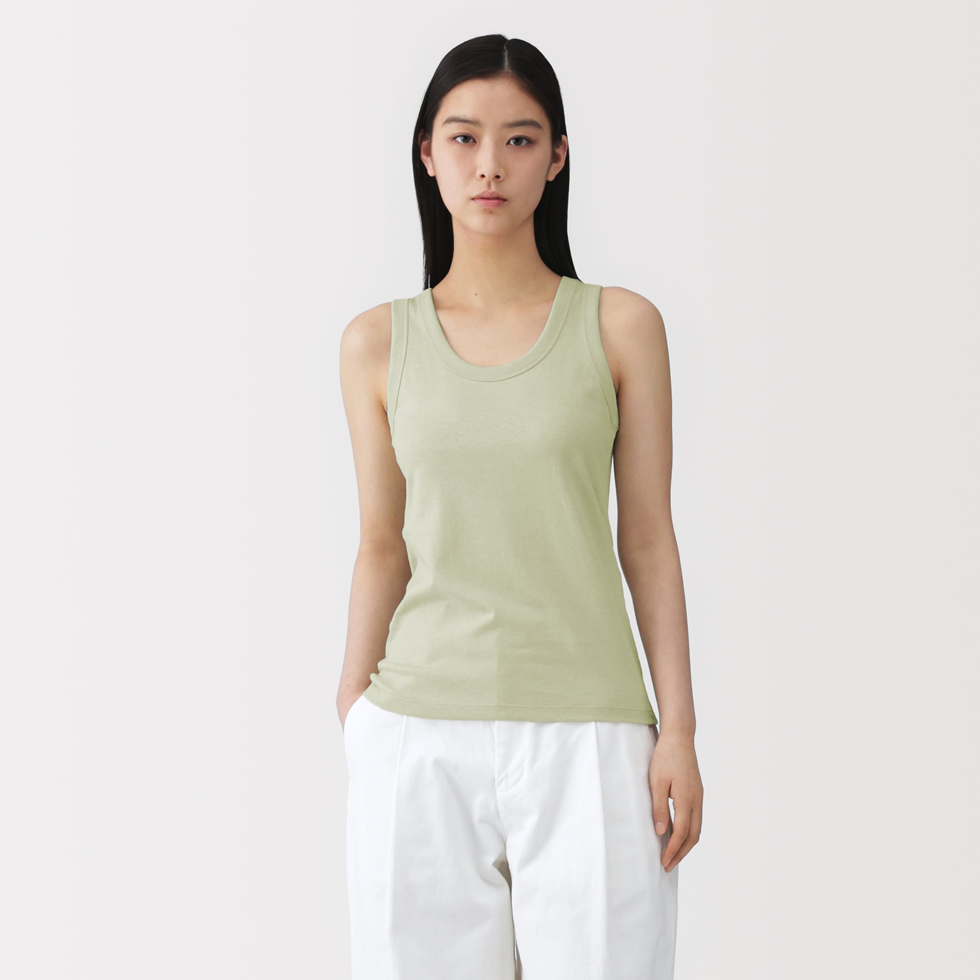婦人　リネン混タンクトップ