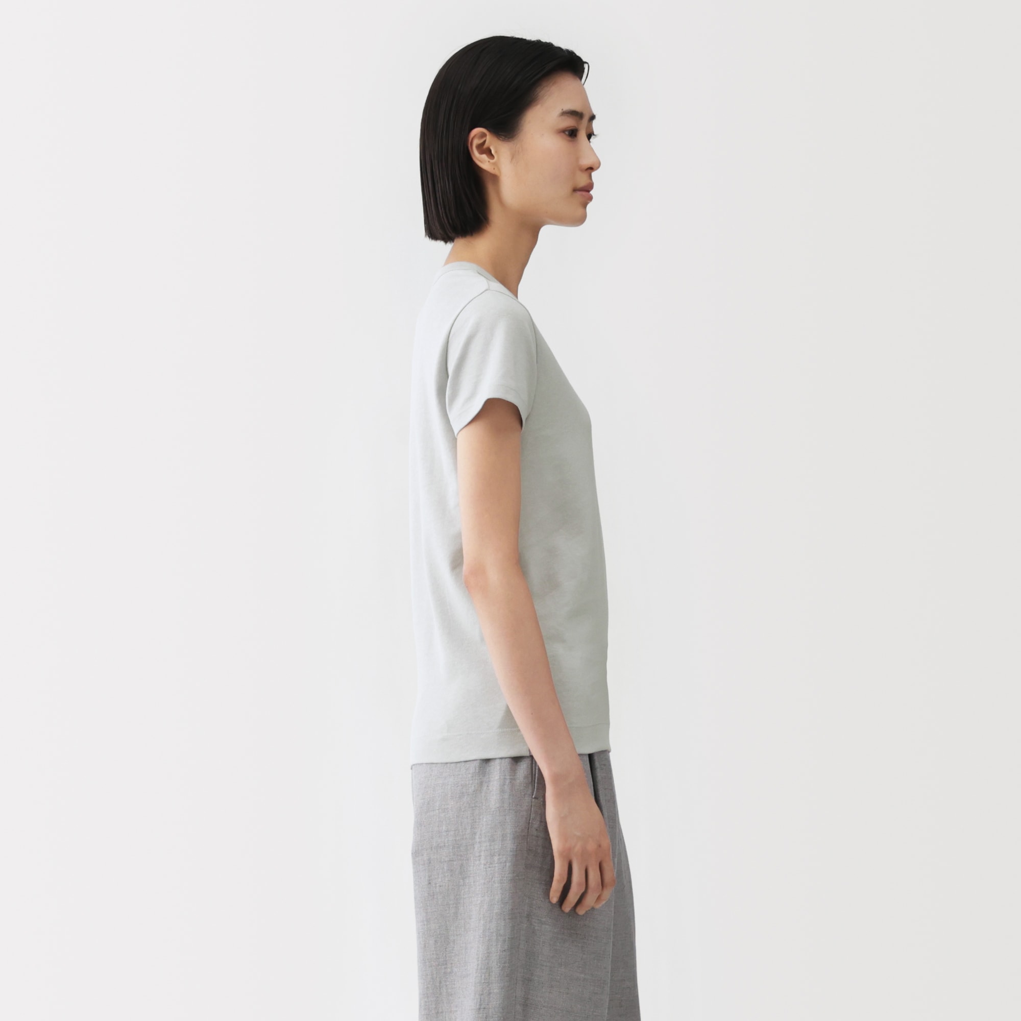 婦人　リネン混半袖Ｔシャツ