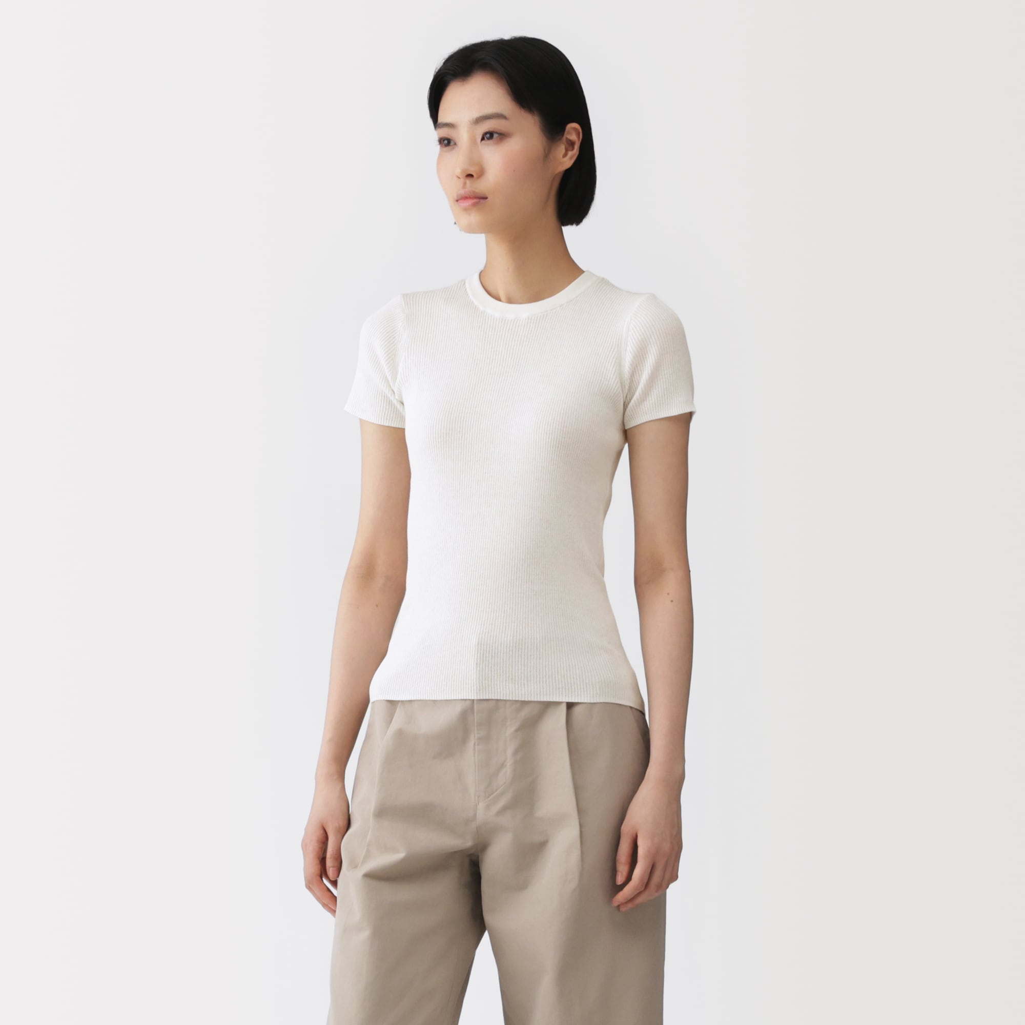 婦人 強撚コットンニット半袖Tシャツ | 無印良品