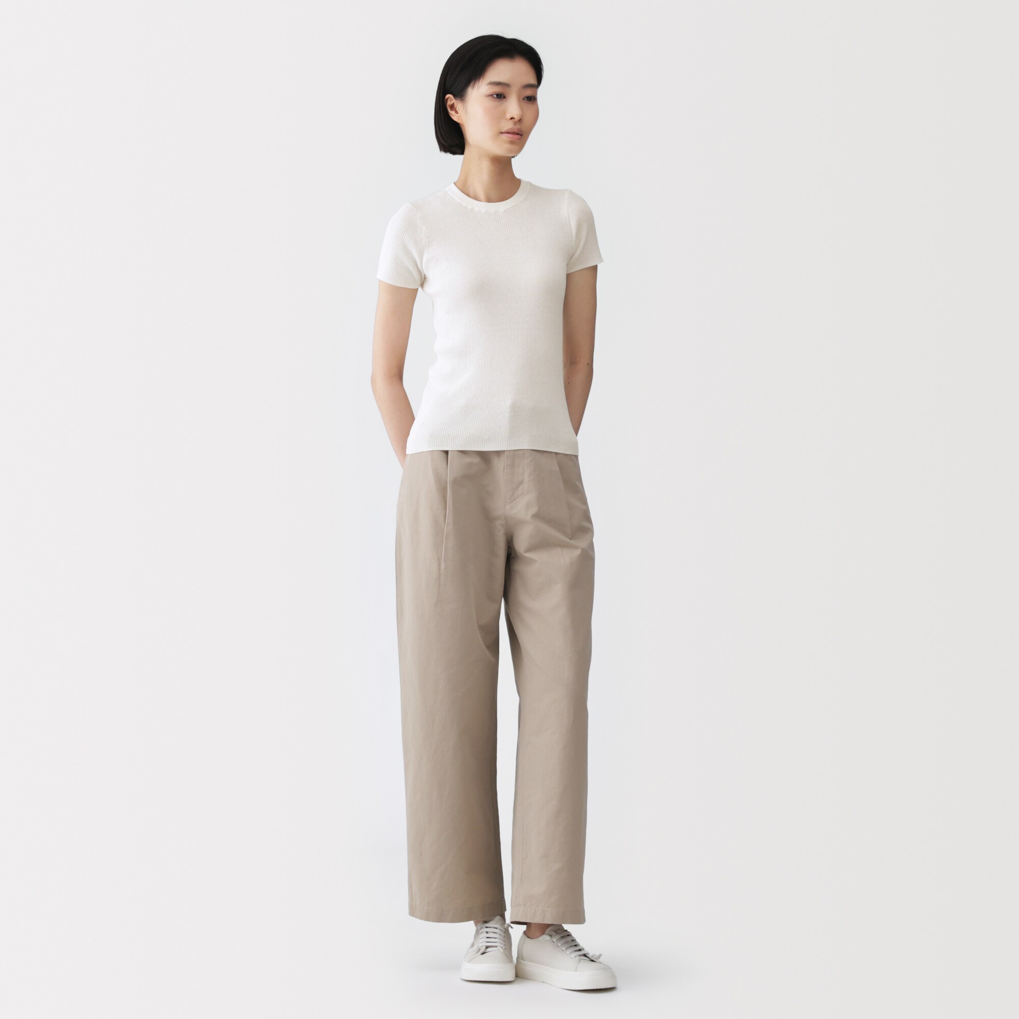 婦人　強撚コットンニット半袖Ｔシャツ