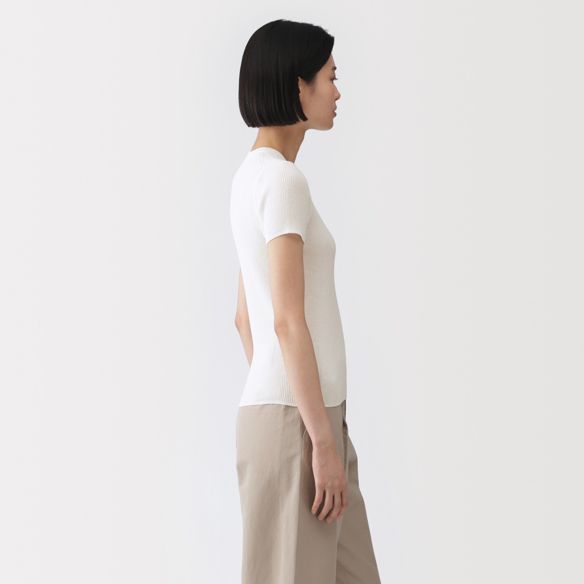 婦人　強撚コットンニット半袖Ｔシャツ