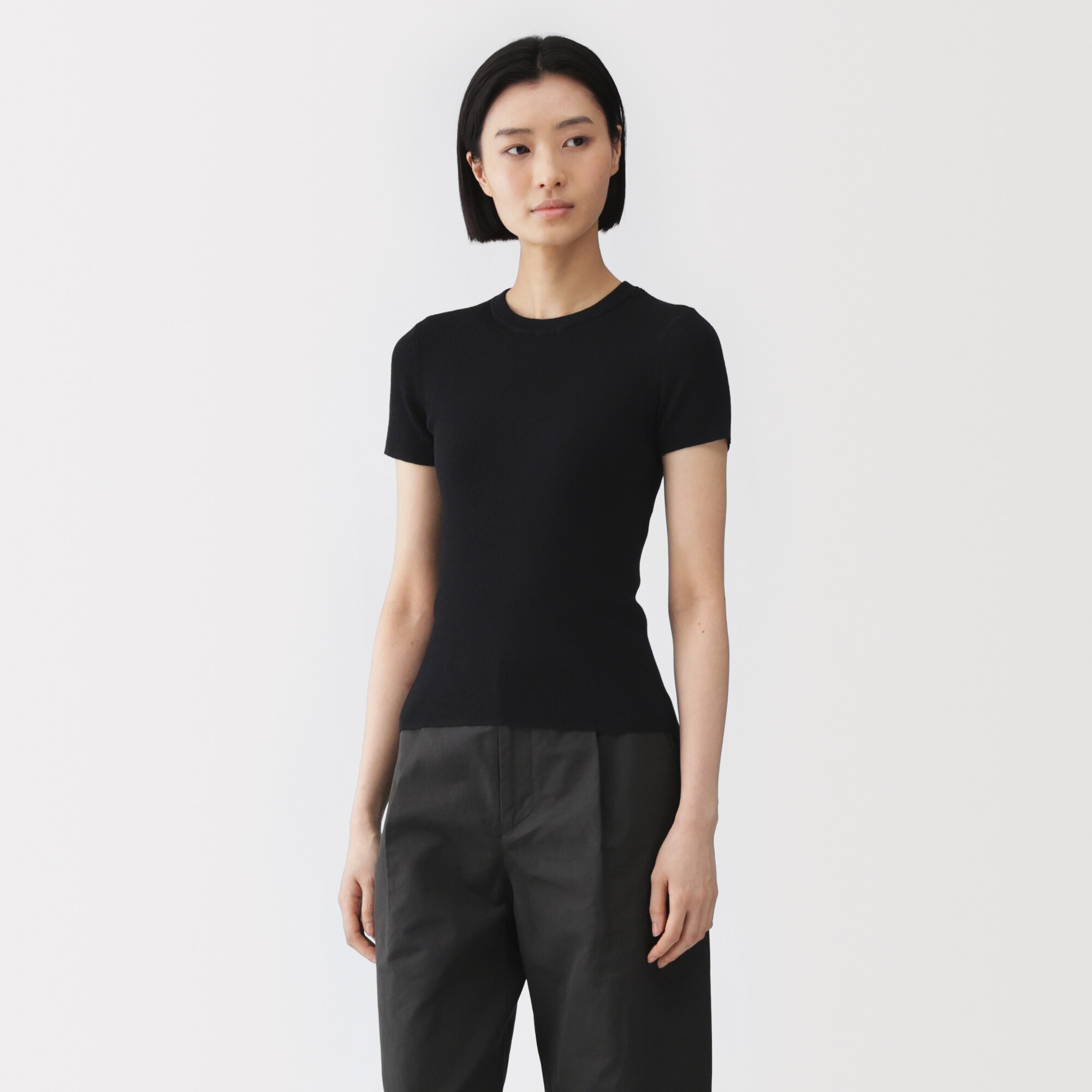 婦人　強撚コットンニット半袖Ｔシャツ