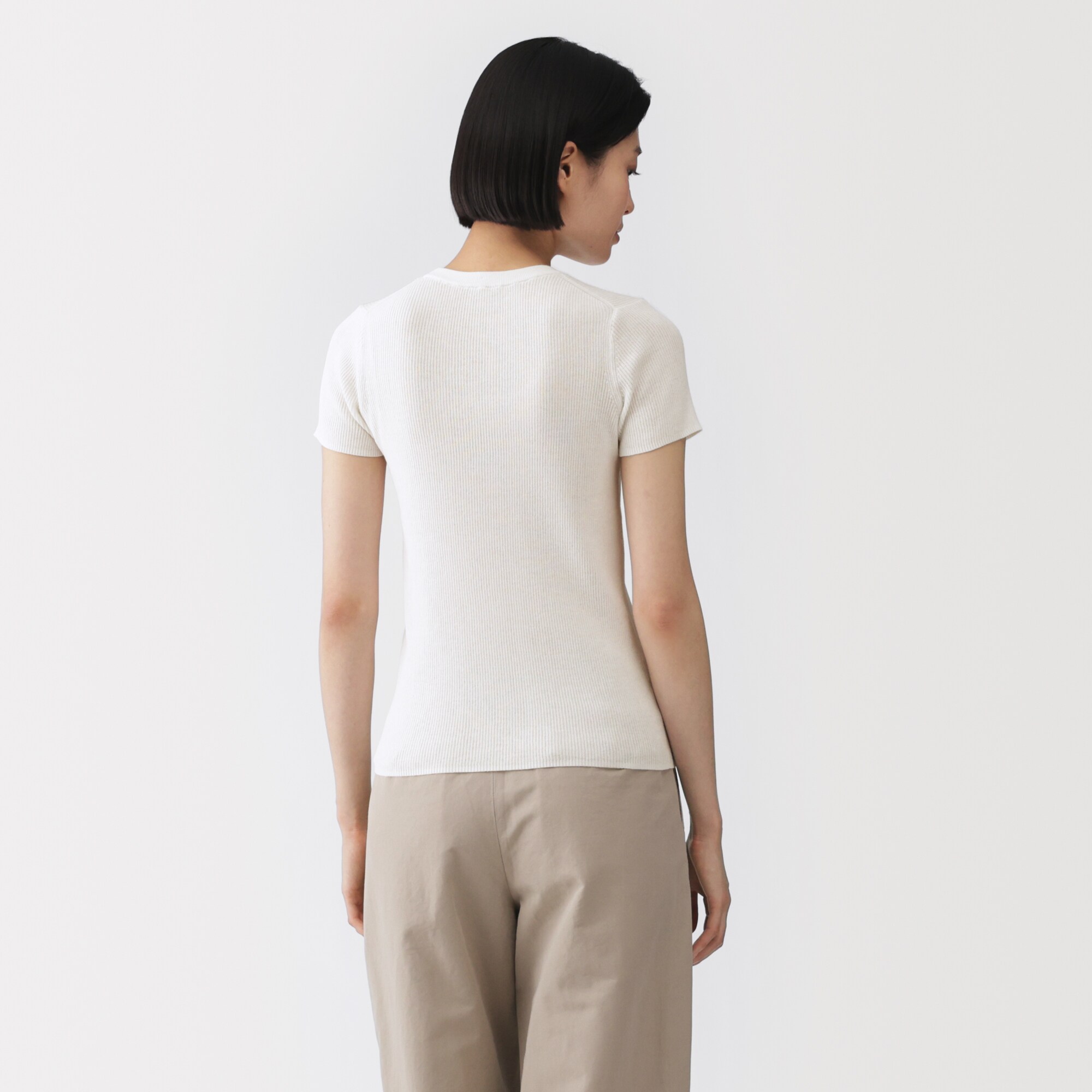 婦人　強撚コットンニット半袖Ｔシャツ