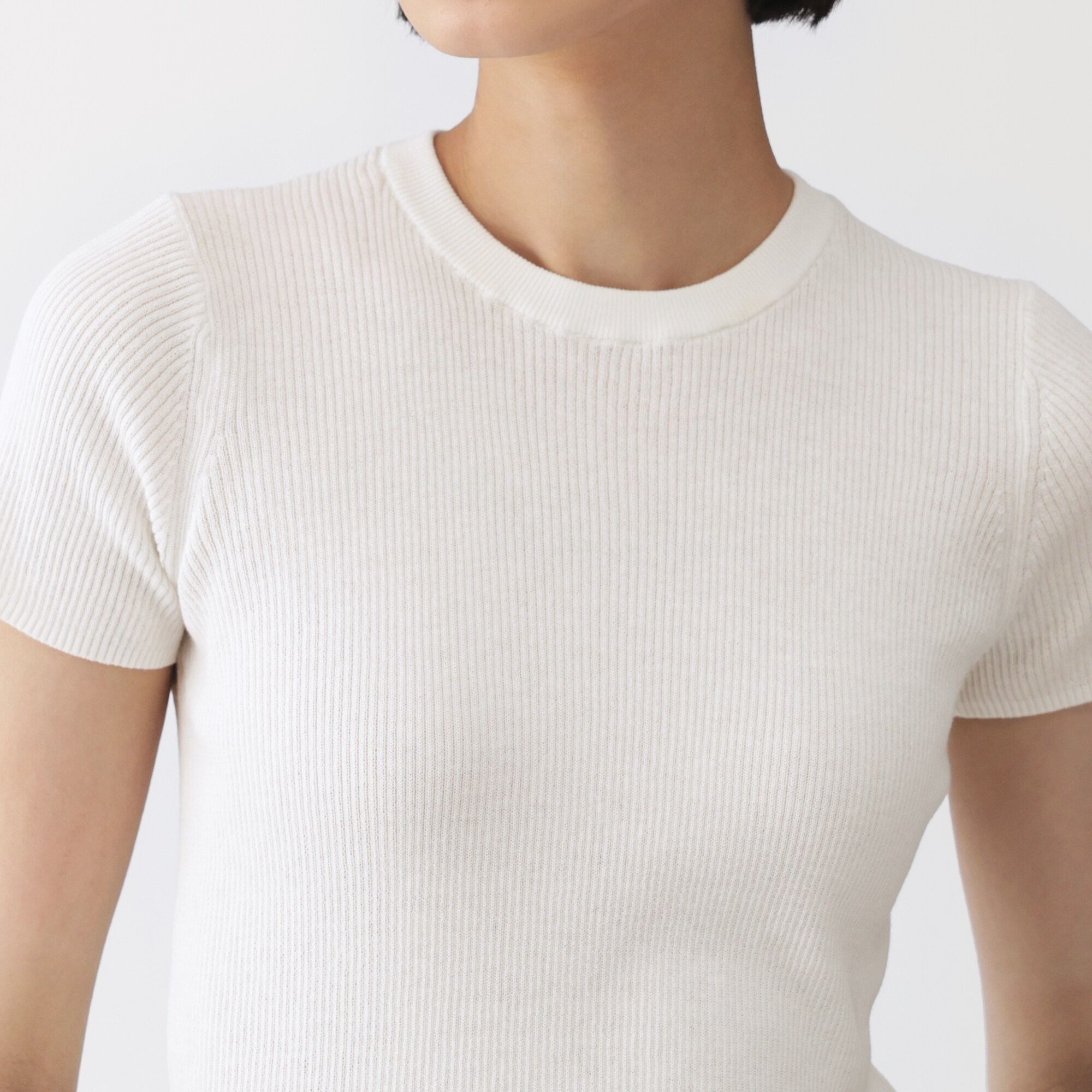 婦人　強撚コットンニット半袖Ｔシャツ