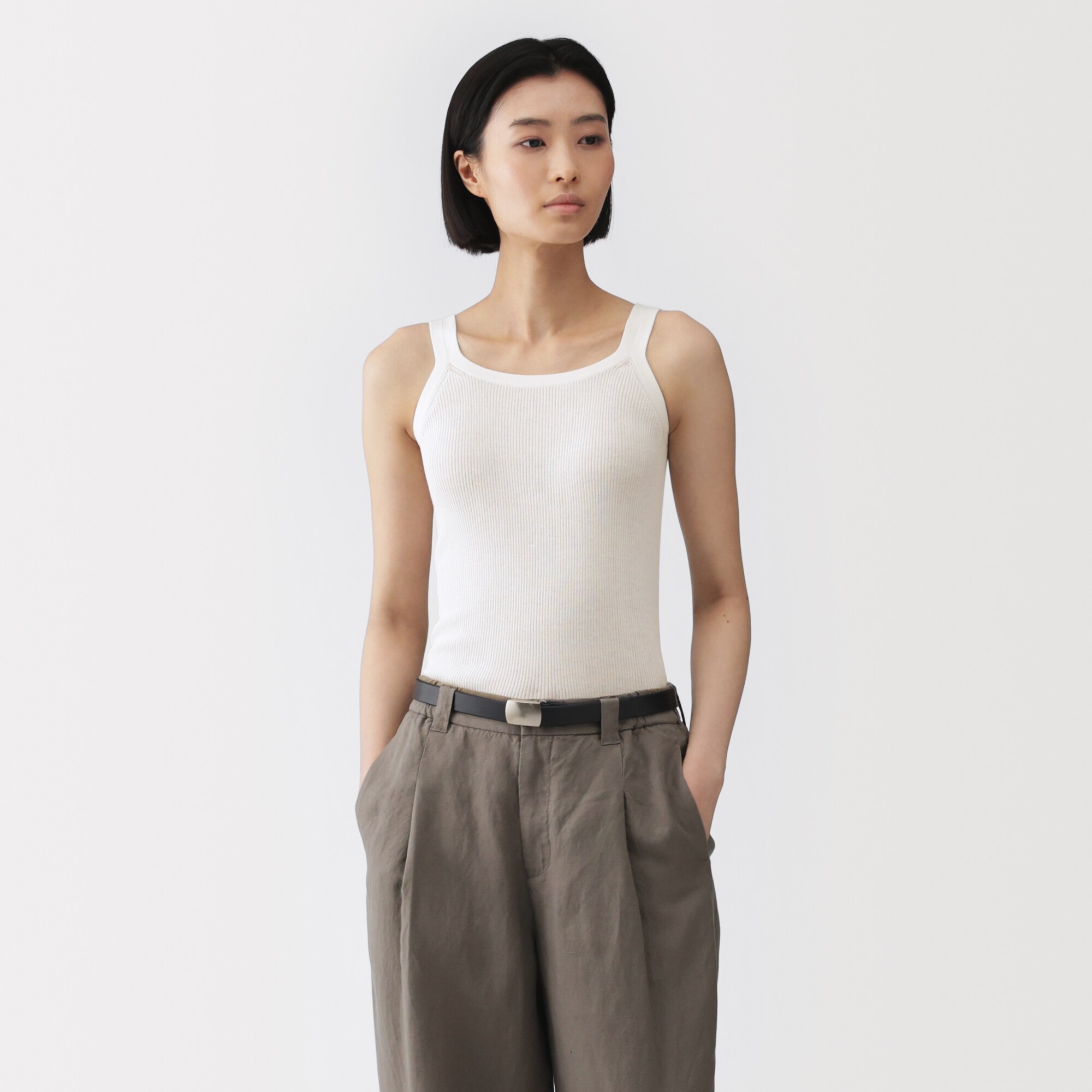 婦人　強撚コットンニットタンクトップ
