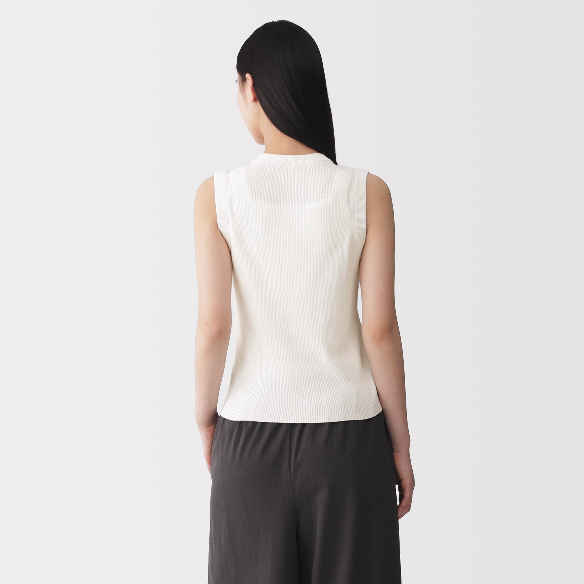 婦人　強撚コットンニットベスト