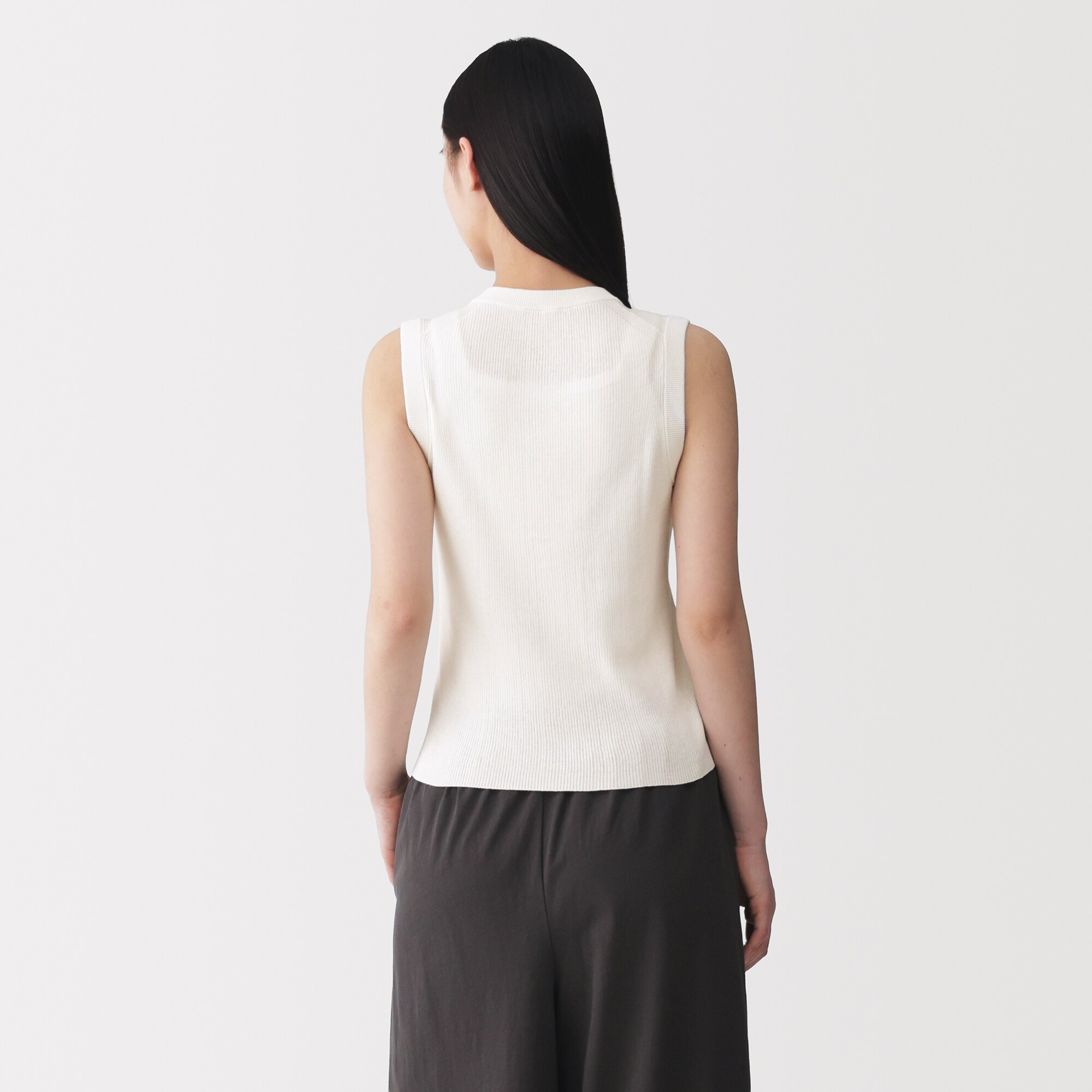 婦人　強撚コットンニットベスト