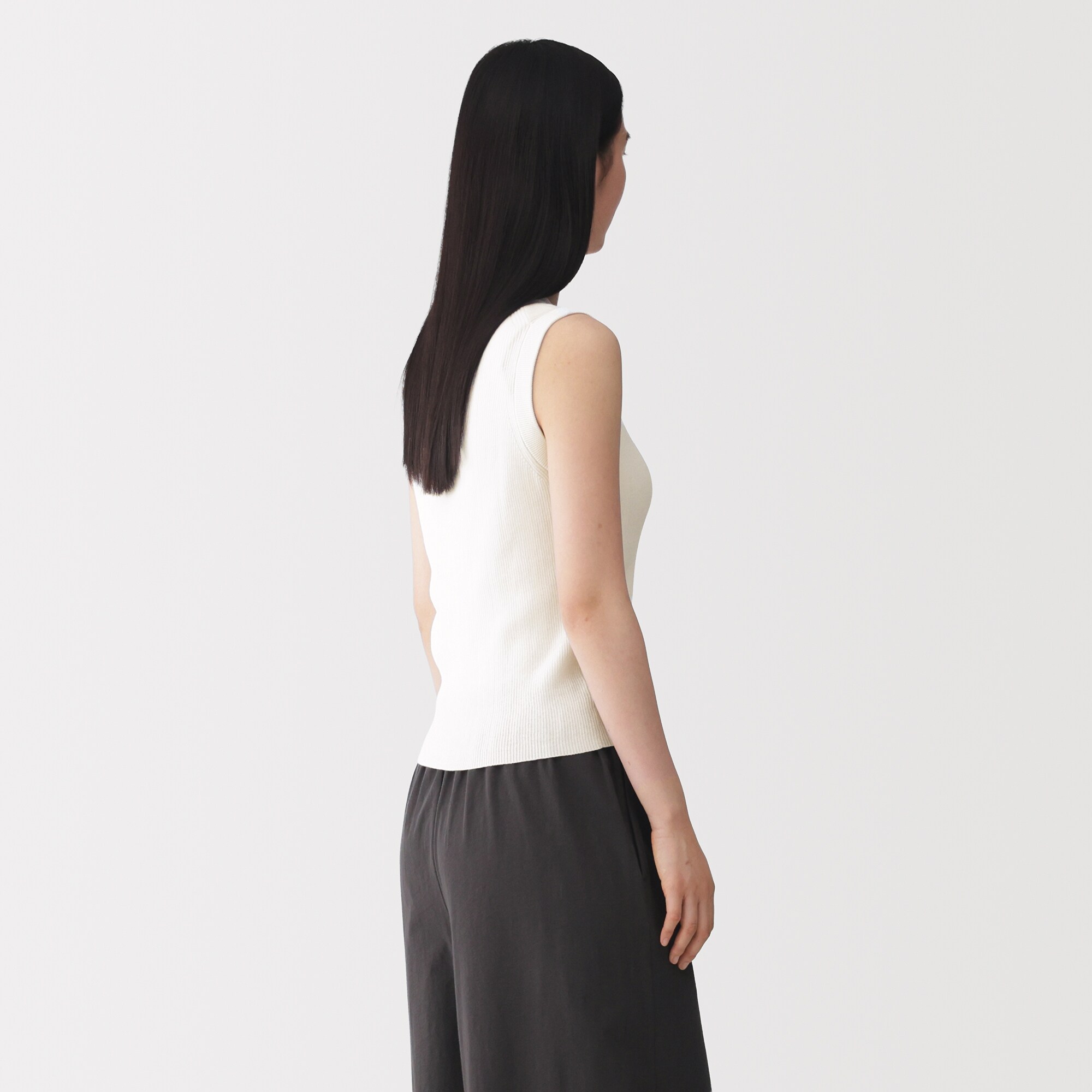 婦人　強撚コットンニットベスト