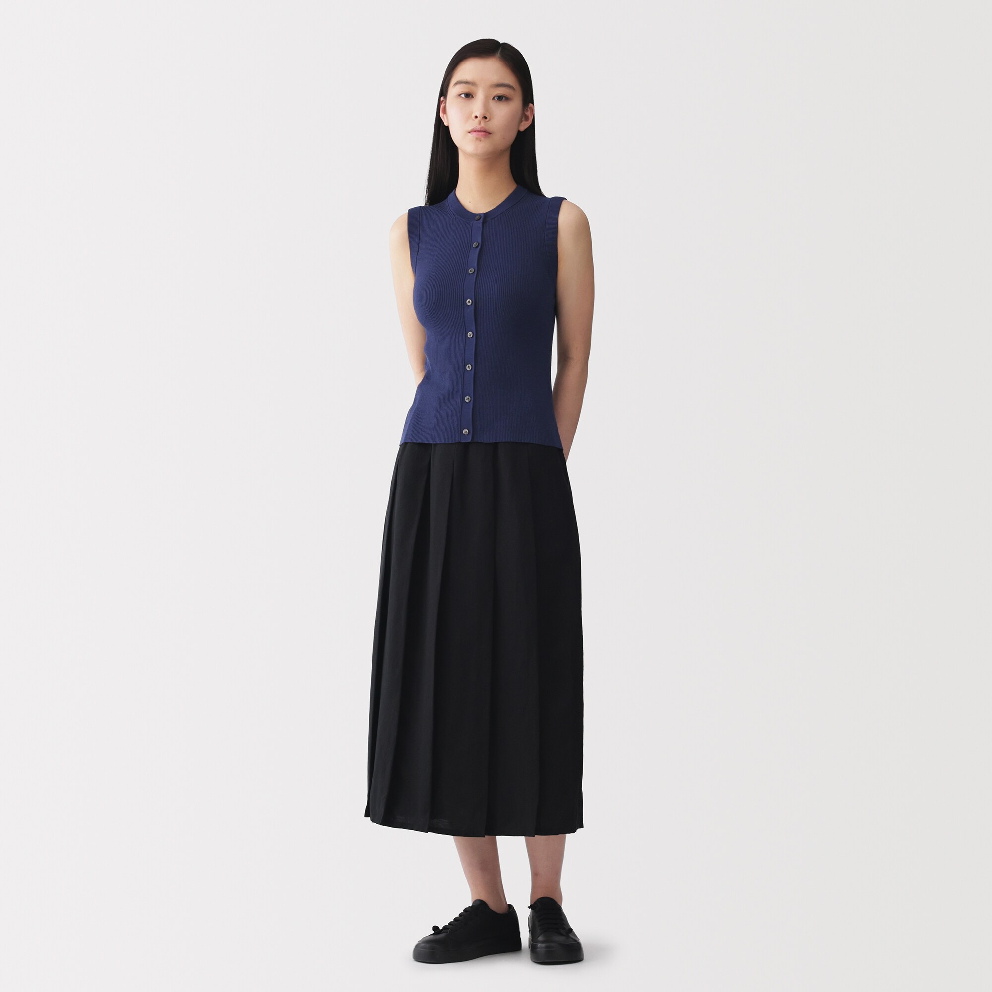 婦人　強撚コットンニットベスト