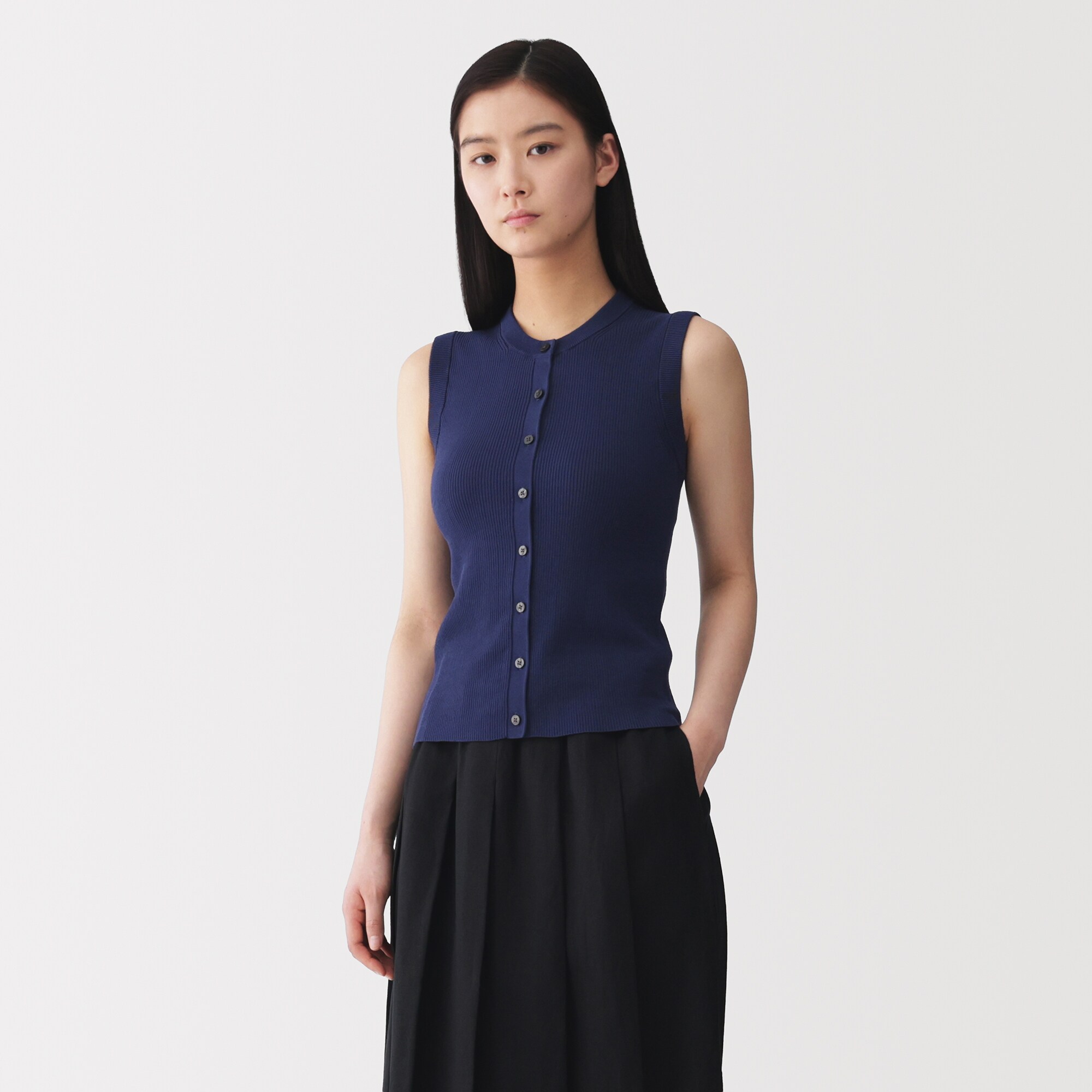 婦人　強撚コットンニットベスト