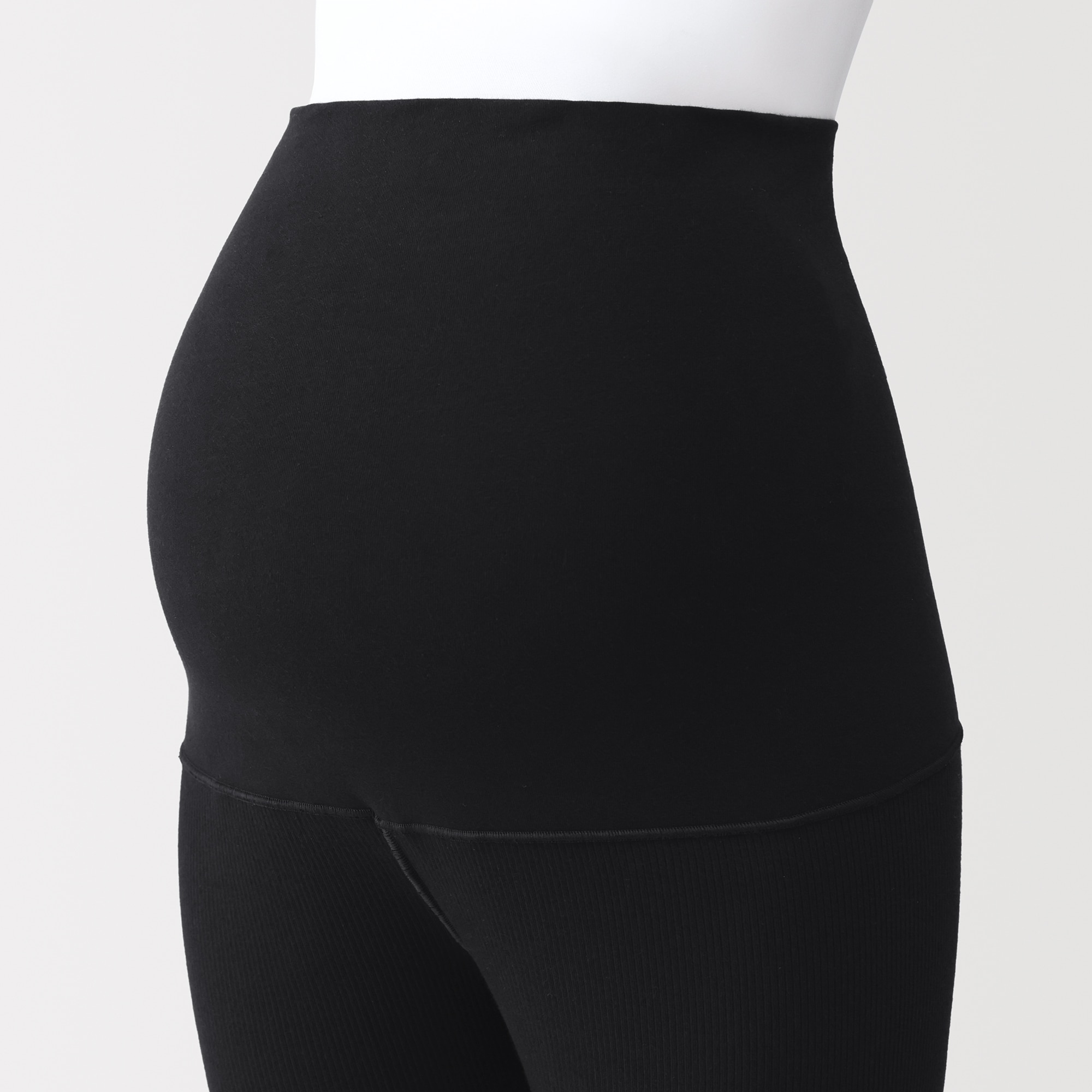 婦人　ストレッチリブ編み　腹巻つきレギンス（十分丈／マタニティ）