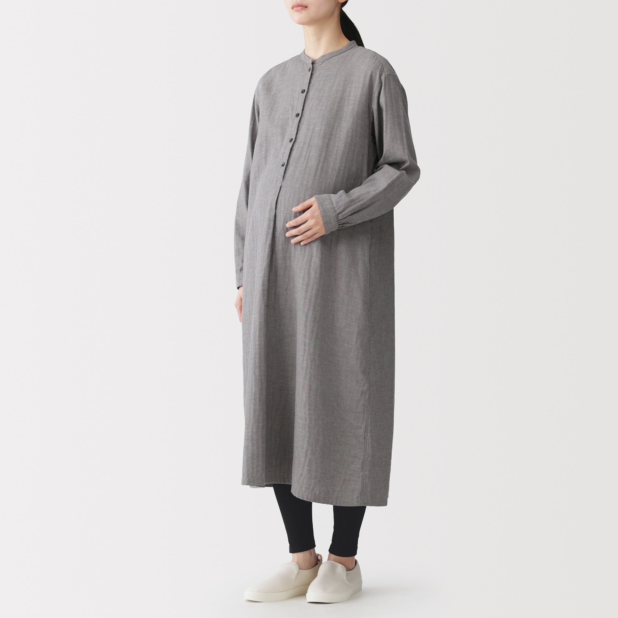 婦人　ストレッチリブ編み　腹巻つきレギンス（十分丈／マタニティ）