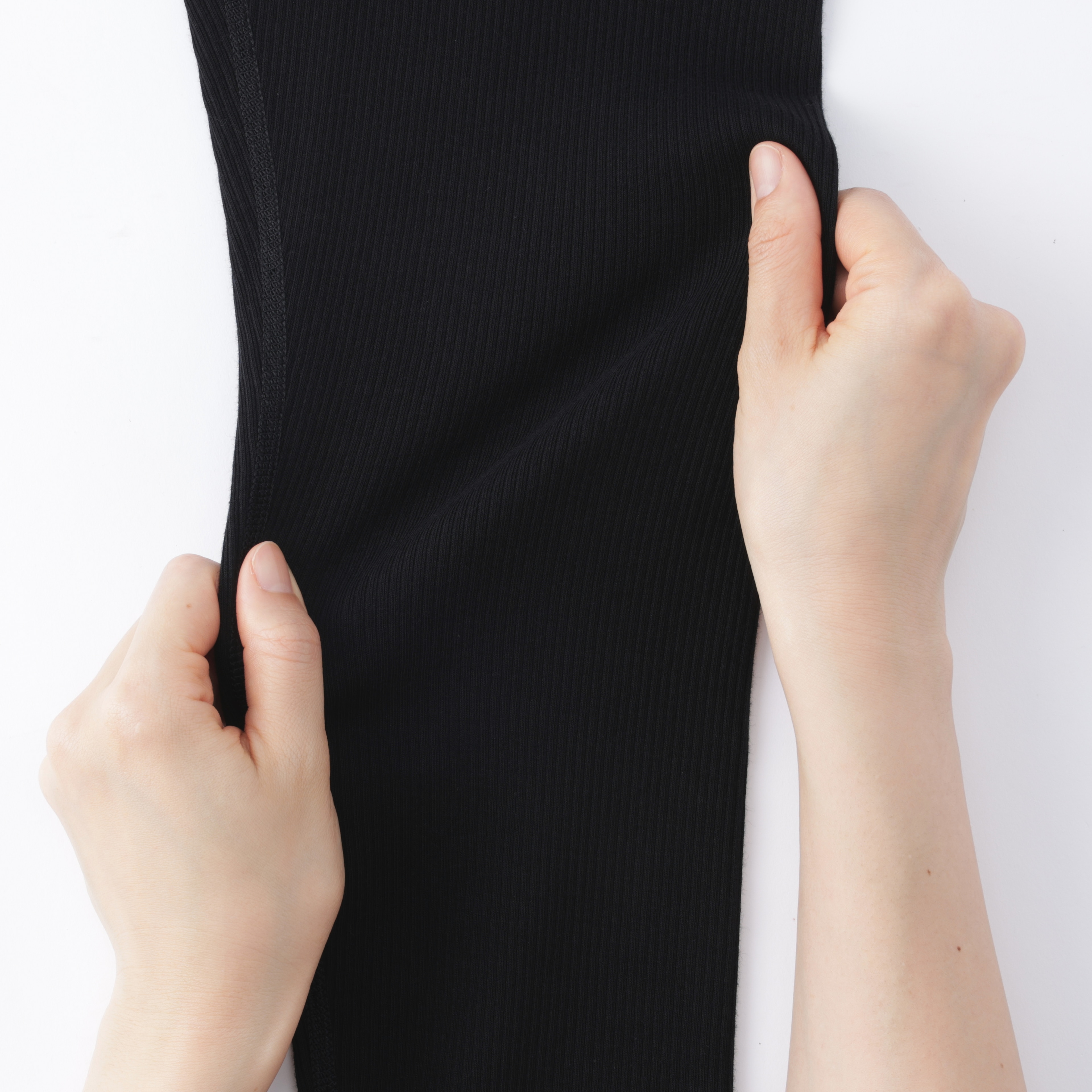 婦人　ストレッチリブ編み　腹巻つきレギンス（十分丈／マタニティ）