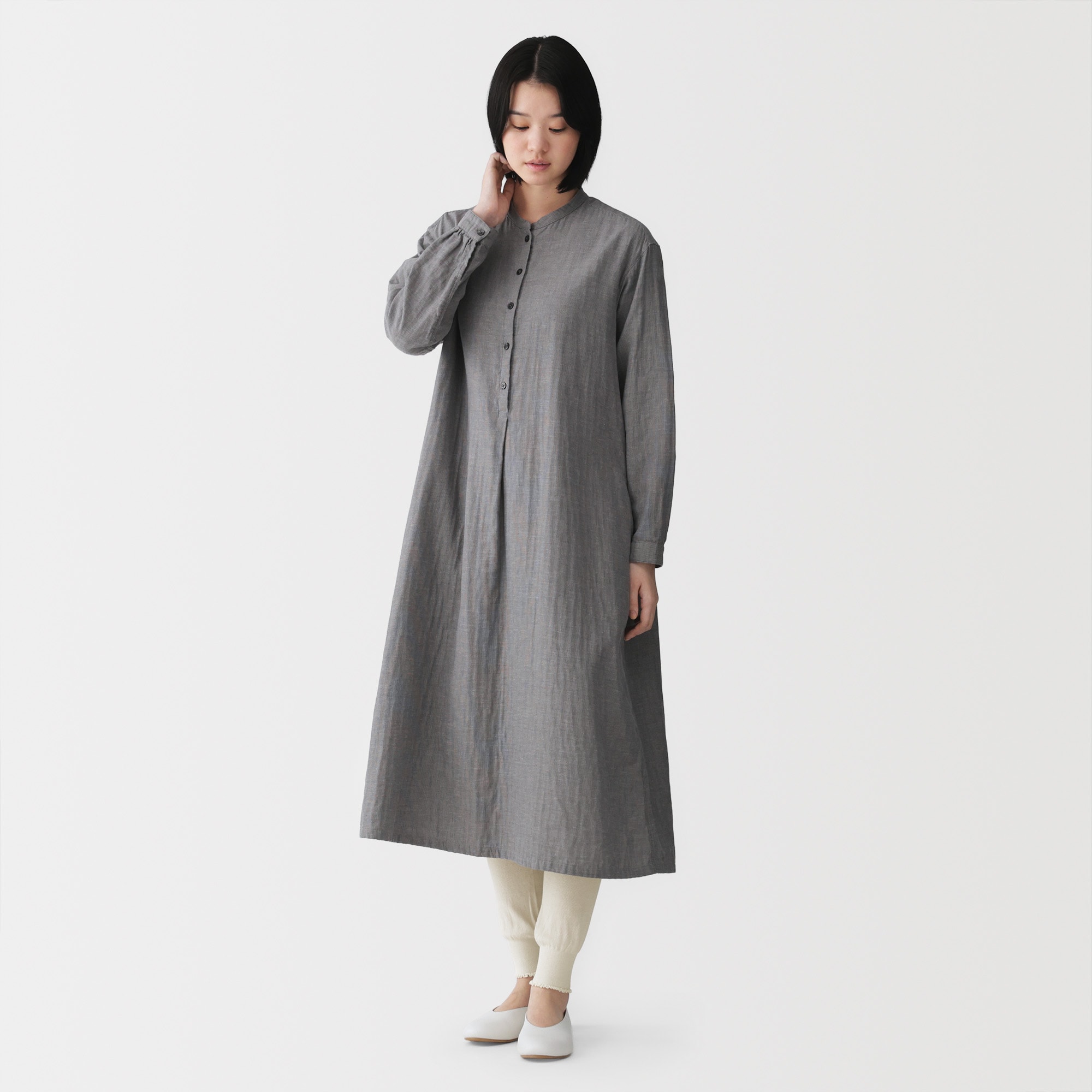 婦人　コットン混ガーゼ編みレギンス