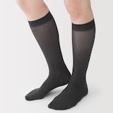 婦人　３０デニール　ストライプ柄ひざ下丈ストッキング