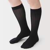 婦人　３０デニール　ドットストライプ柄ひざ下丈ストッキング