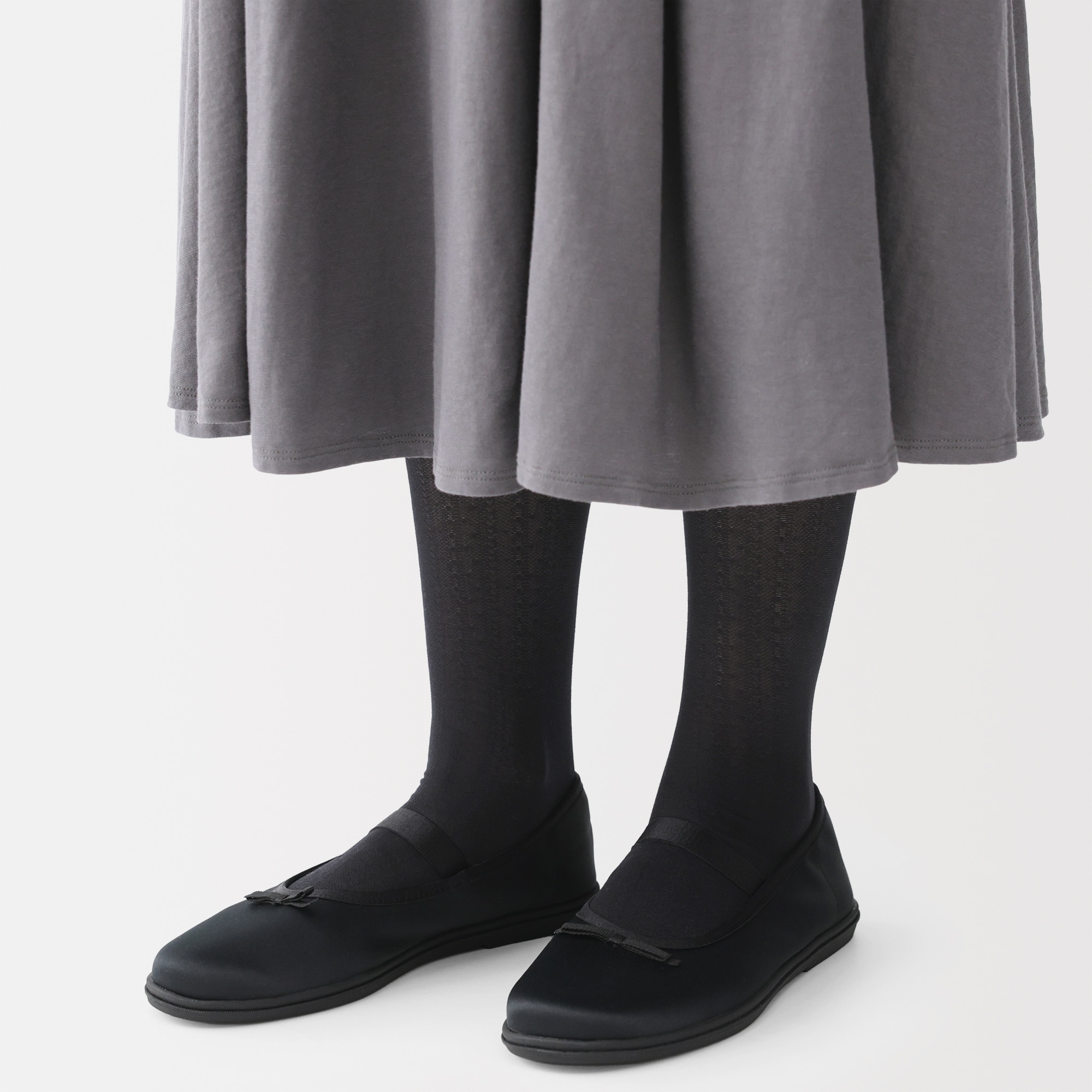 婦人　３０デニール　ドットストライプ柄ひざ下丈ストッキング