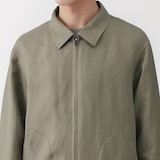 紳士　リネンリヨセル　ジップアップワークシャツ