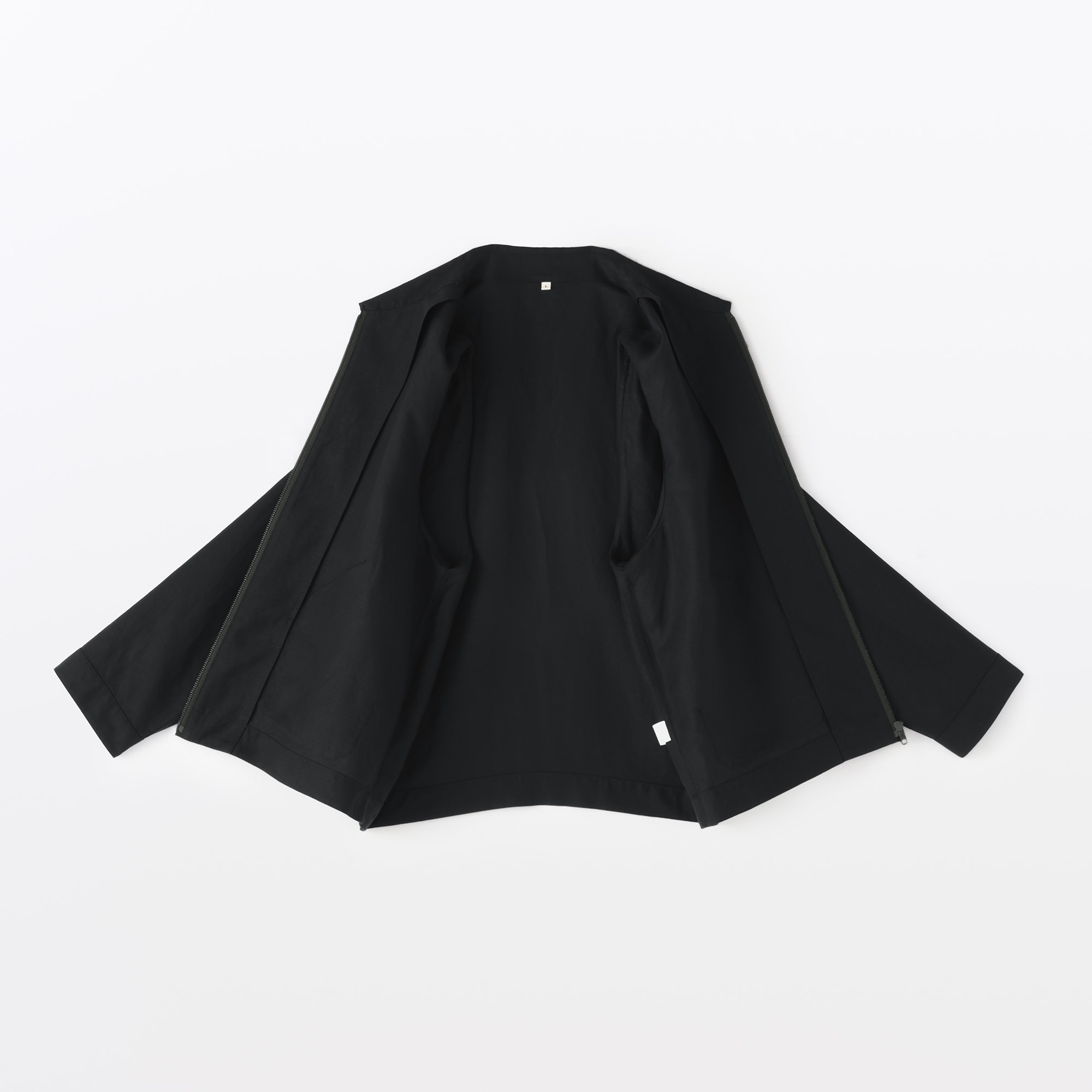 紳士　リネンリヨセル　ジップアップワークシャツ