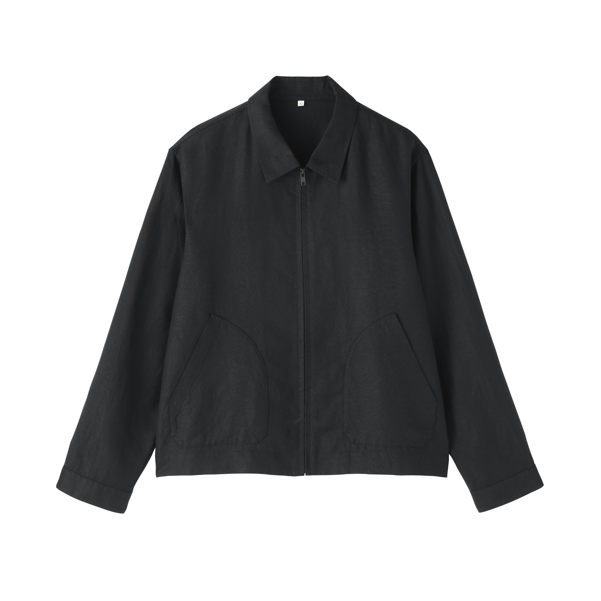 MUJI Labo リネンリヨセル ジップアップワークシャツ 黒 Mサイズ 紳士 リネンリヨセル ジップアップワークシャツ | 無印良品