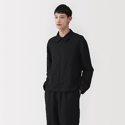 【３月上旬発売予定】紳士　リネンリヨセル　ジップアップワークシャツ