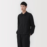 紳士　リネンリヨセル　ジップアップワークシャツ