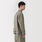 紳士　リネンリヨセル　ジップアップワークシャツ