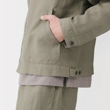 紳士　リネンリヨセル　ジップアップワークシャツ