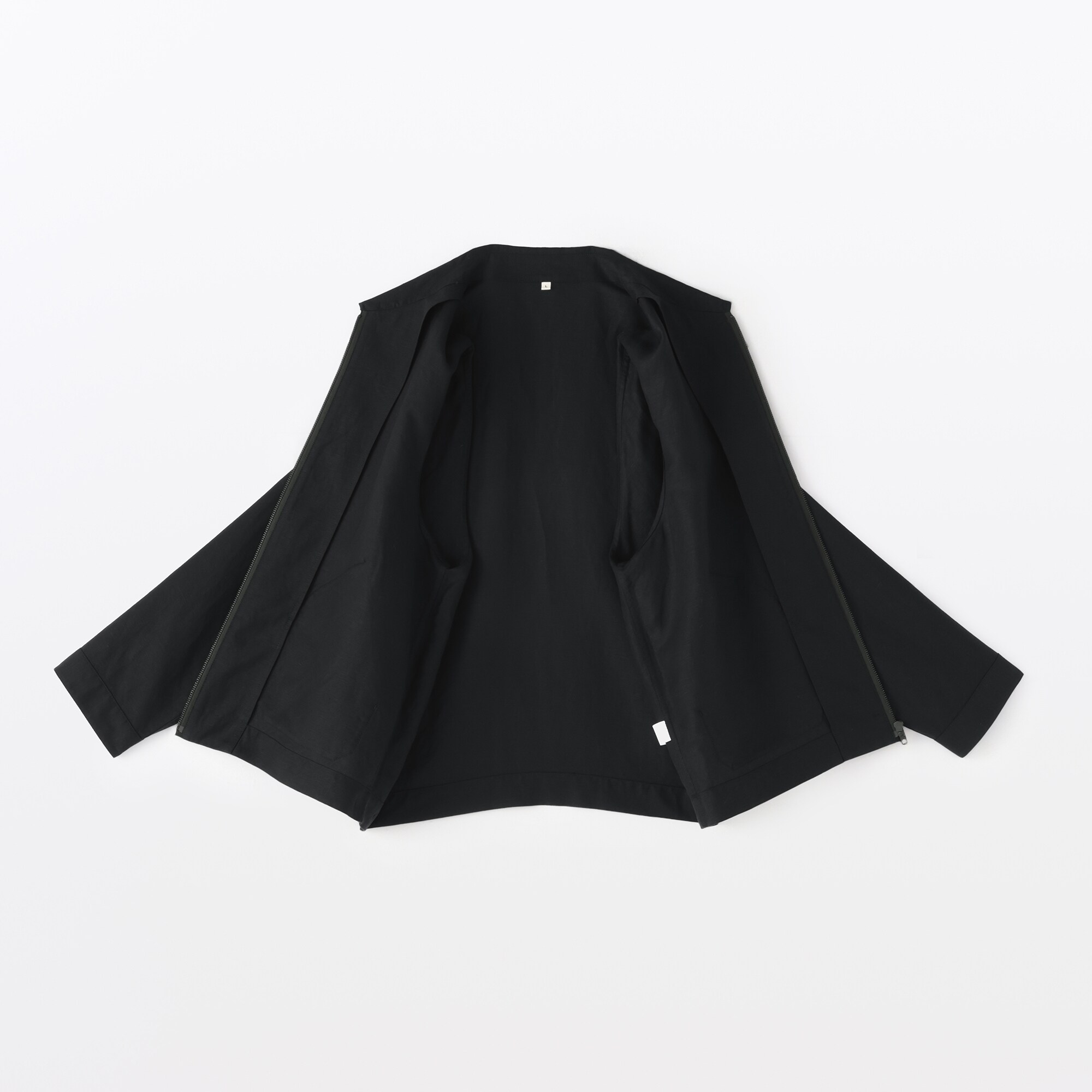 紳士　リネンリヨセル　ジップアップワークシャツ