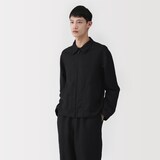 紳士　リネンリヨセル　ジップアップワークシャツ