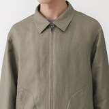 紳士　リネンリヨセル　ジップアップワークシャツ