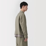 紳士　リネンリヨセル　ジップアップワークシャツ