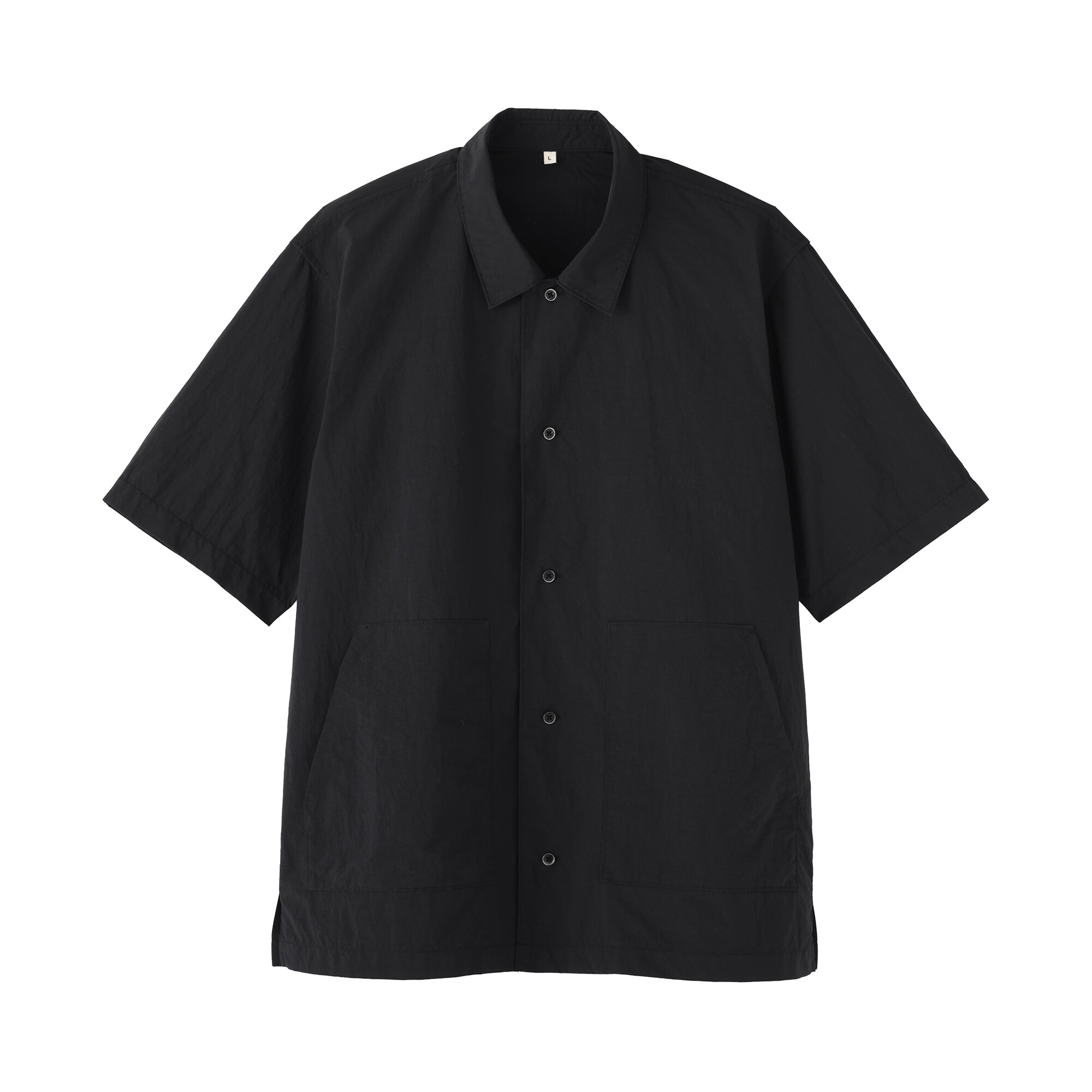 【新品タグ付き】MUJI Labo 天然素材を原料に染色した半袖シャツ XL 黒 紳士 天然素材を原料に染色した半袖シャツ | 無印良品