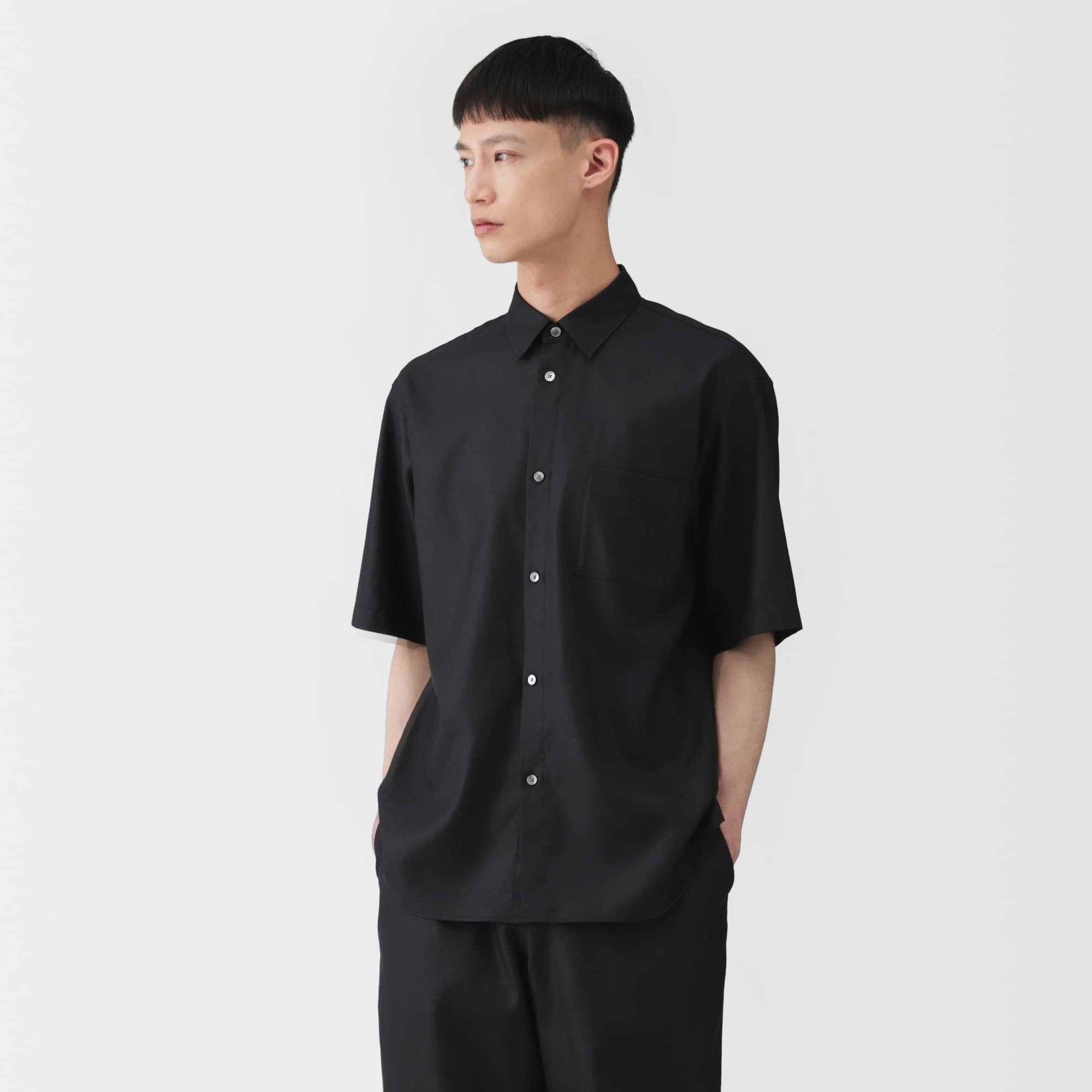 紳士　和紙混ドビー織り　半袖シャツ