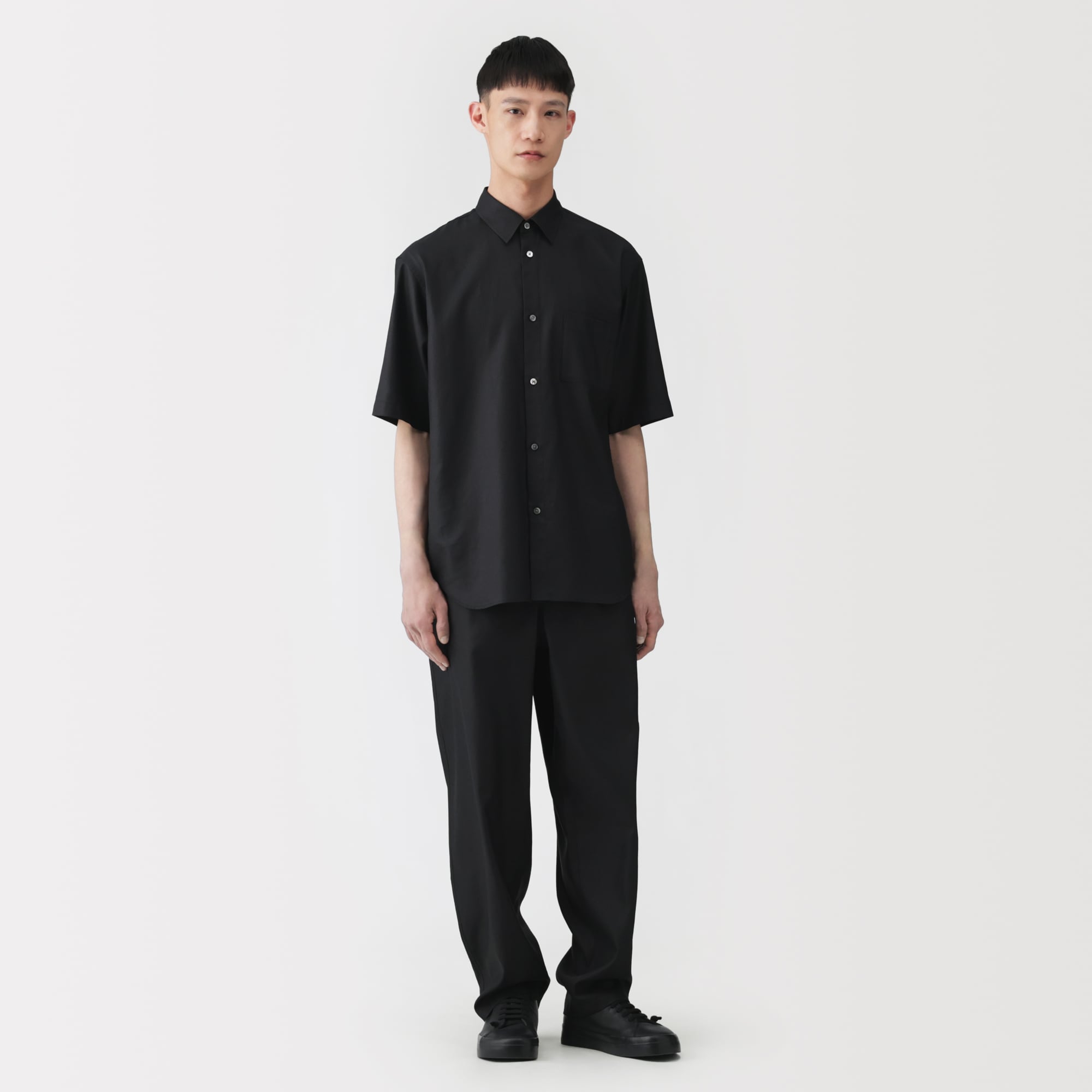 紳士　和紙混ドビー織り　半袖シャツ