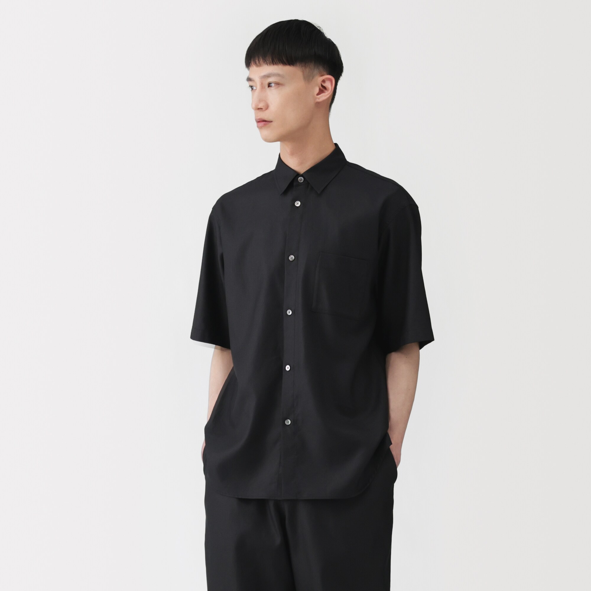 紳士　和紙混ドビー織り　半袖シャツ