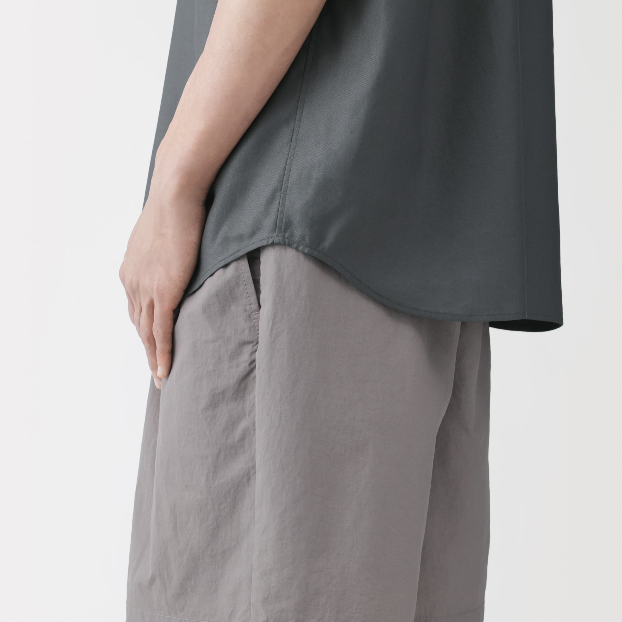 紳士　和紙混ドビー織り　半袖シャツ