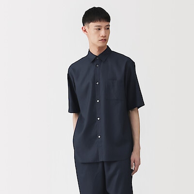 紳士　和紙混ドビー織り　半袖シャツ