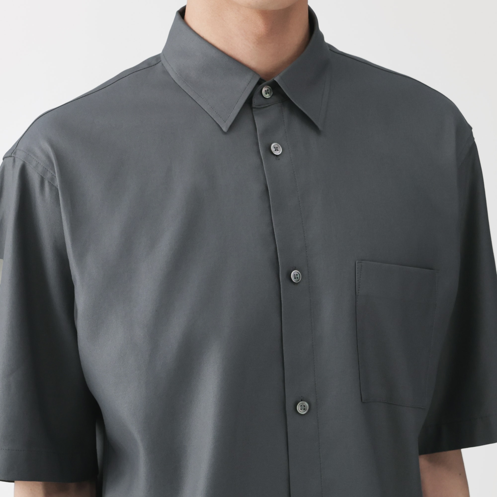 紳士　和紙混ドビー織り　半袖シャツ