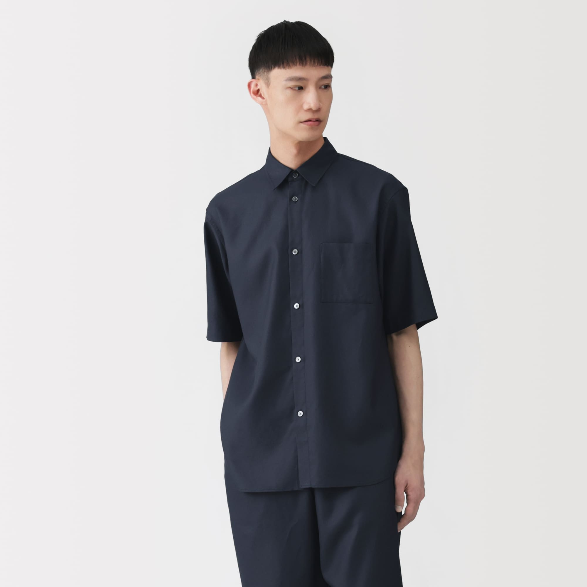 紳士　和紙混ドビー織り　半袖シャツ