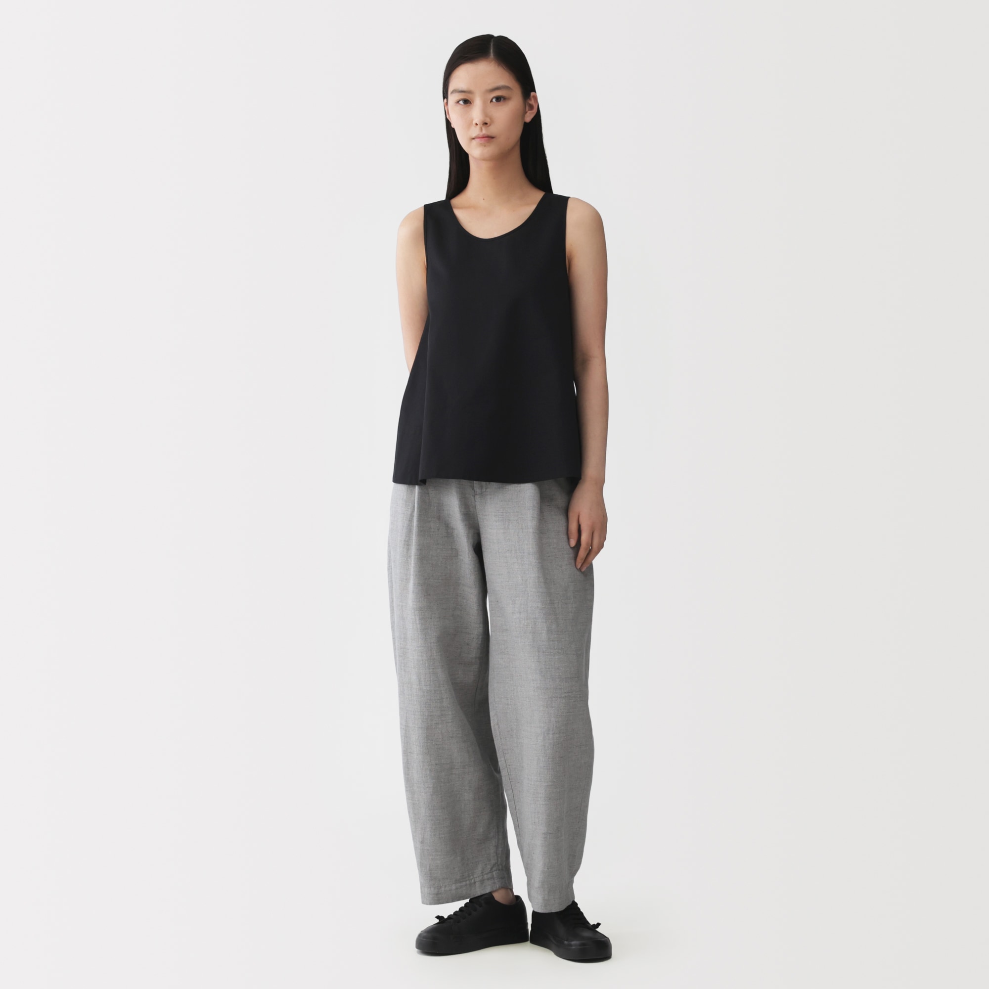 婦人　和紙混バスケット織り　ノースリーブブラウス