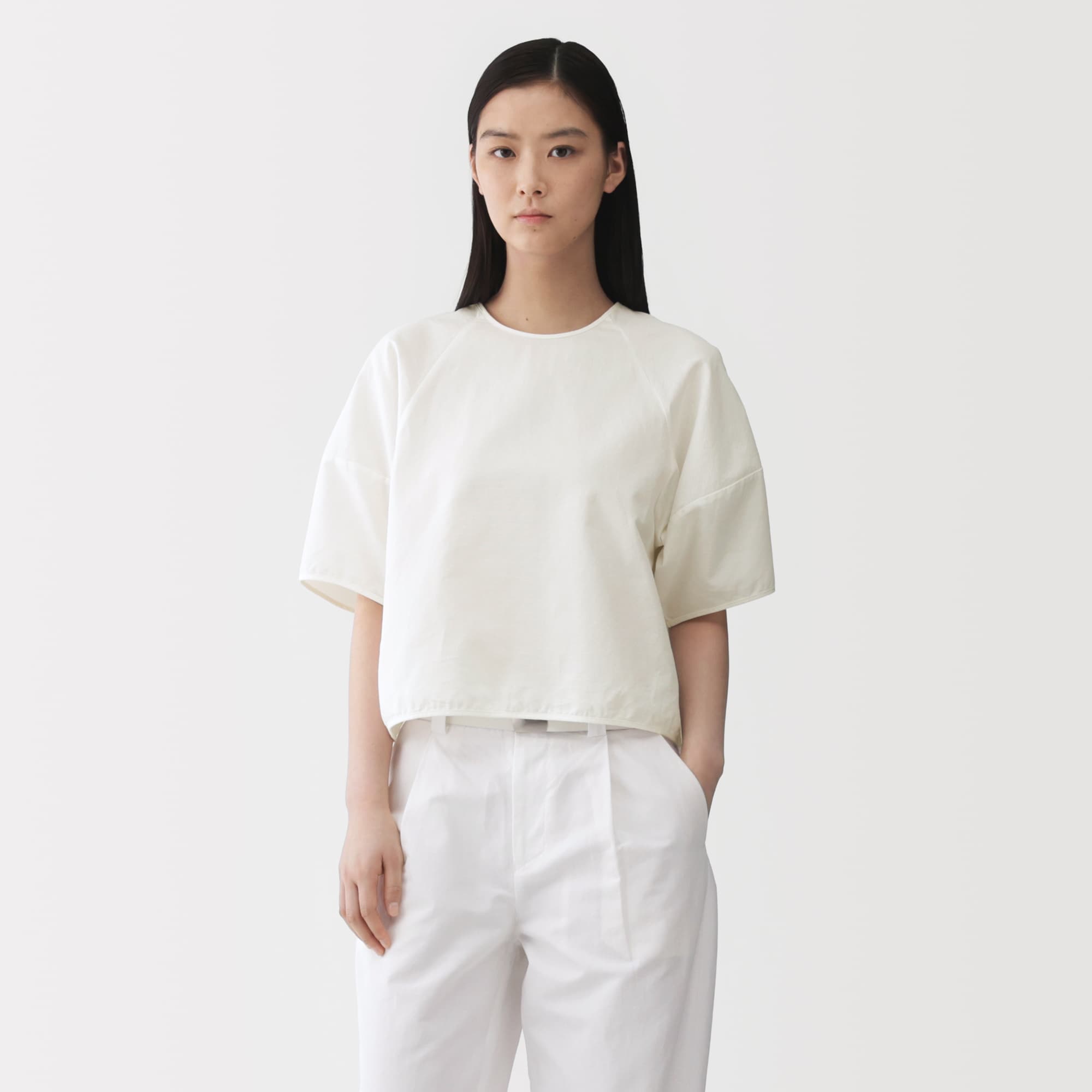 婦人　和紙混バスケット織り　半袖ブラウス