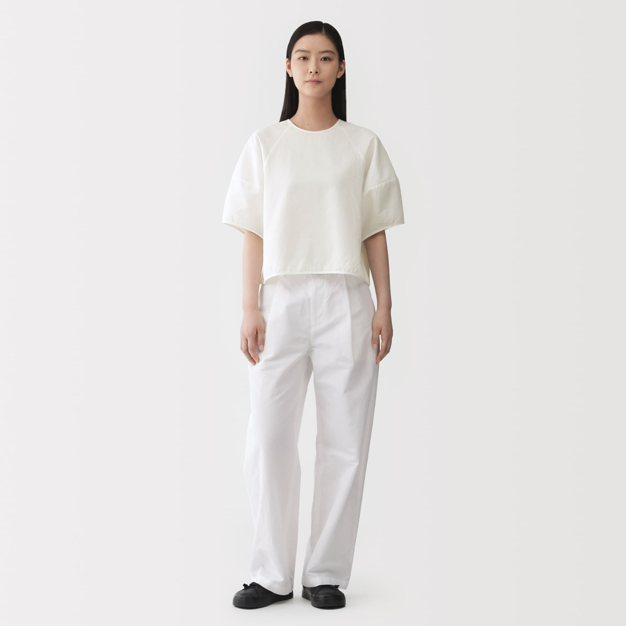 シャツ/ブラウス(半袖/袖なし) YOKO CHAN2020SS Puff-sleeve Cut-sew36 セール】婦人 涼感 ブロード 半袖ブラウス（シャツ/ブラウス）｜無印