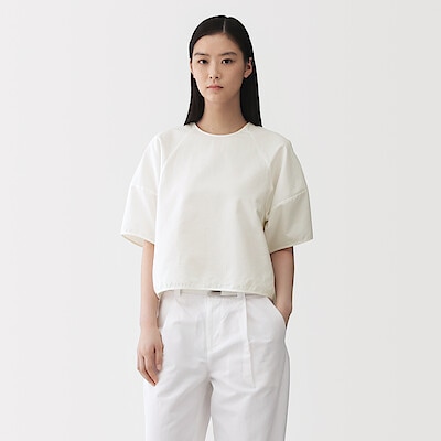 【４月中旬発売予定】婦人　和紙混バスケット織り　半袖ブラウス