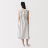 婦人　和紙混高密度ポプリン　ノースリーブギャザーワンピース
