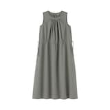 婦人　和紙混高密度ポプリン　ノースリーブギャザーワンピース