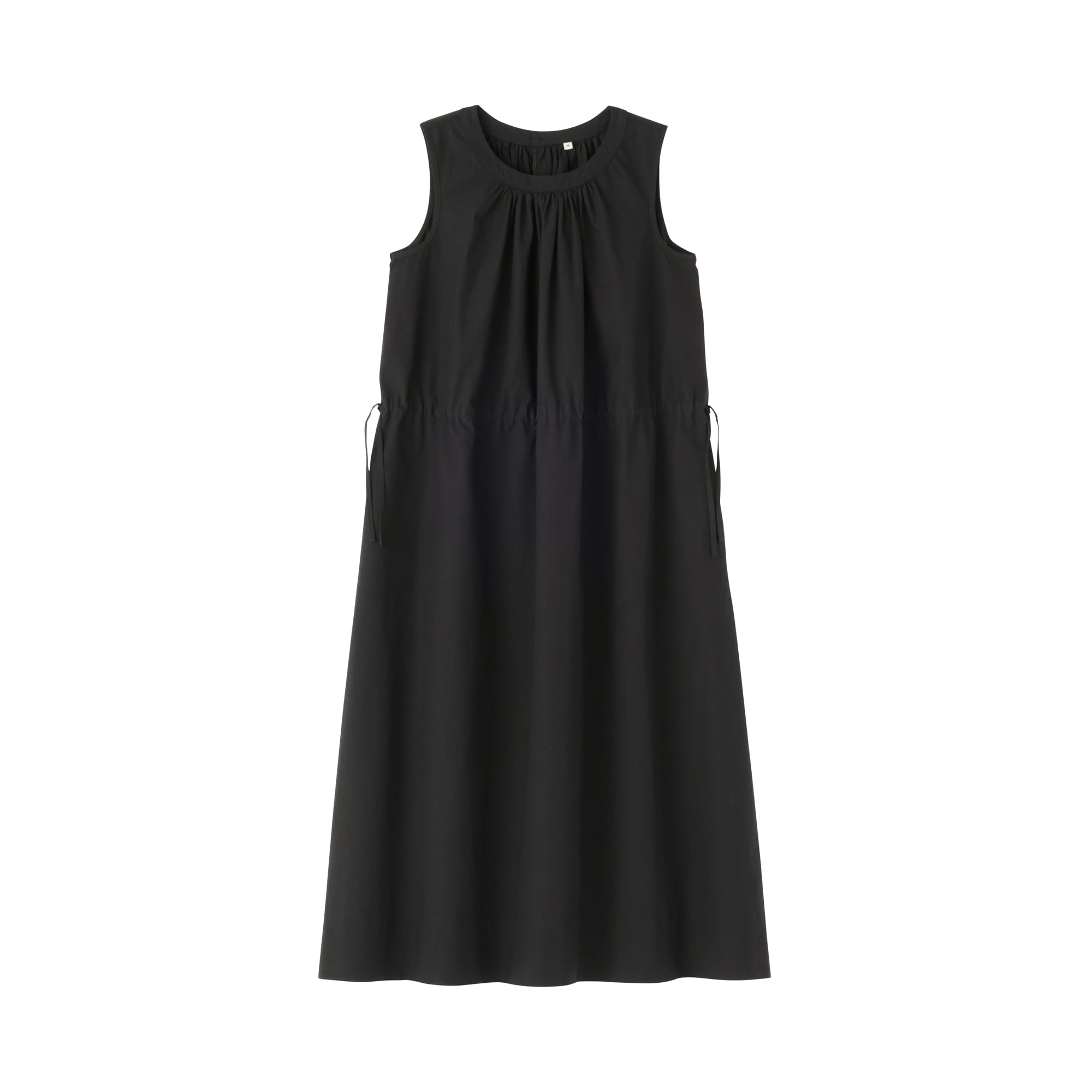 婦人　和紙混高密度ポプリン　ノースリーブギャザーワンピース